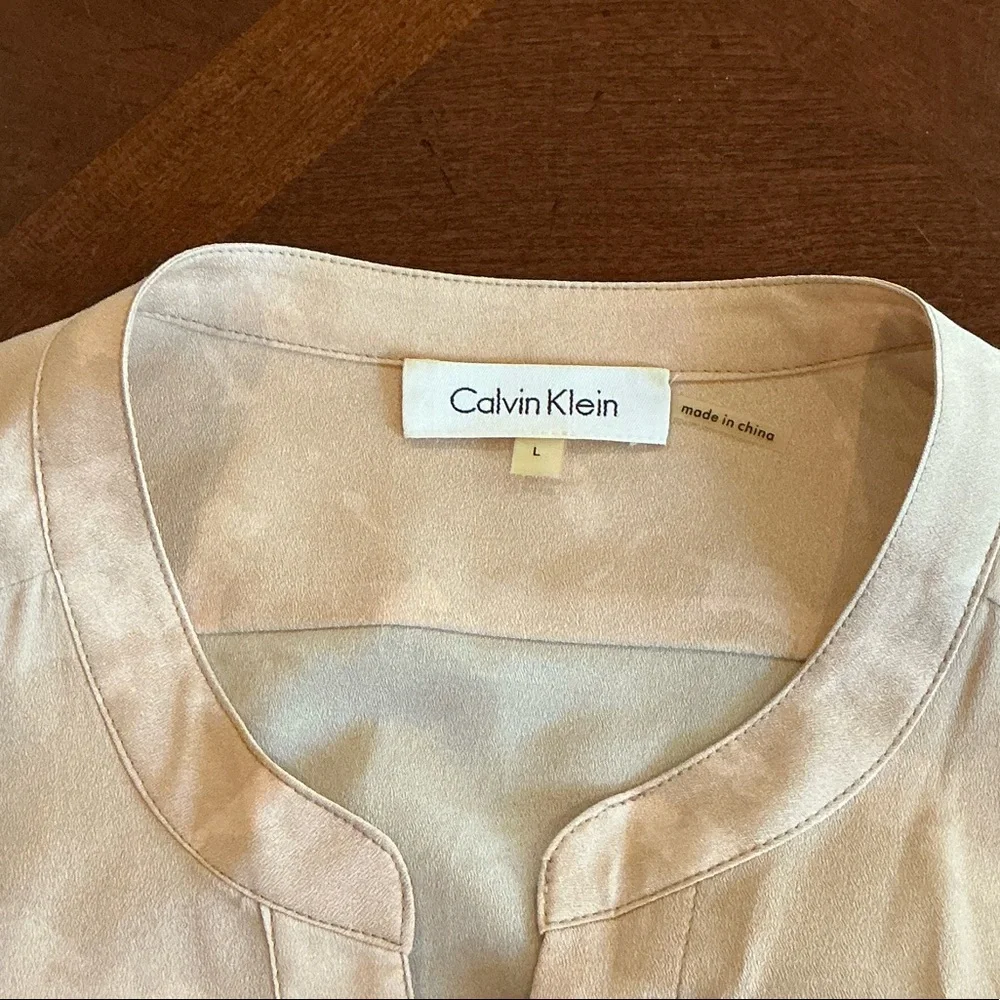 Calvin Klein Ombre Zebra Print Button-Down Shirt in Beige and Black - Picture 3 of 3